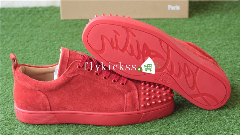 Super High End Christian Louboutin Flat Sneaker Low Top Red With Receipt